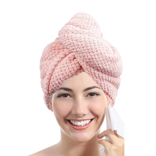 Super Absorbent Hair Turban Towel with Adjustable Button